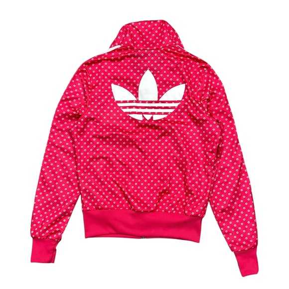 Adidas Originals Firebird Lips Kisses Pink Striped Track Jacket Womens Small - Picture 2 of 12